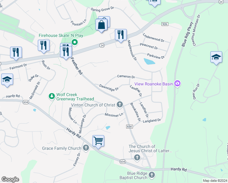 map of restaurants, bars, coffee shops, grocery stores, and more near 302 County Road 1016 in Vinton
