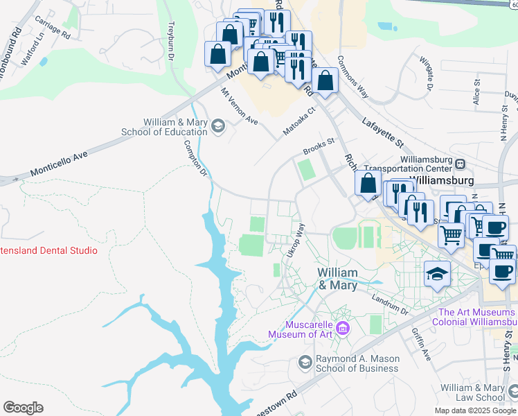 map of restaurants, bars, coffee shops, grocery stores, and more near 400 Brooks Street in Williamsburg