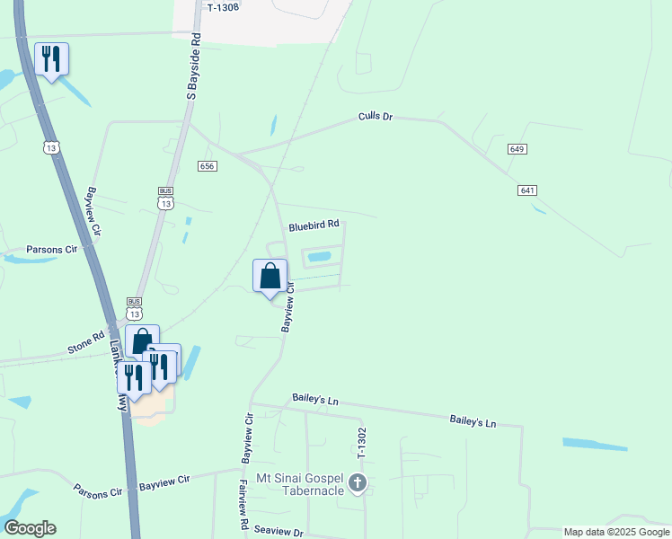 map of restaurants, bars, coffee shops, grocery stores, and more near 22342 Woodcock Circle in Cape Charles
