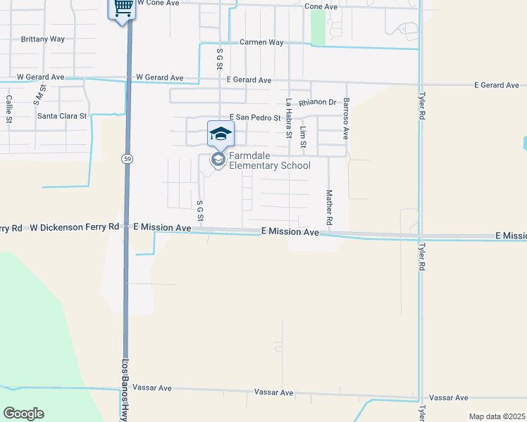 map of restaurants, bars, coffee shops, grocery stores, and more near 218 Bryce Canyon Court in Merced