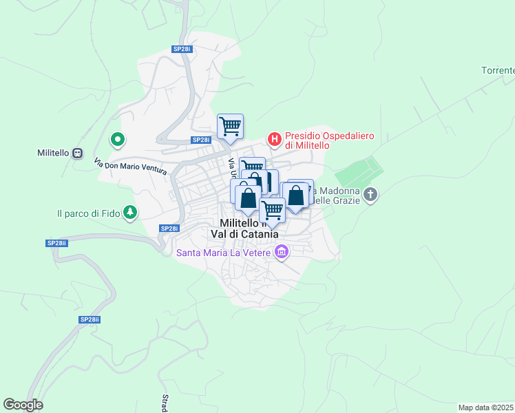 map of restaurants, bars, coffee shops, grocery stores, and more near 2 Via Guglielmo Marconi in Militello In Val di Catania