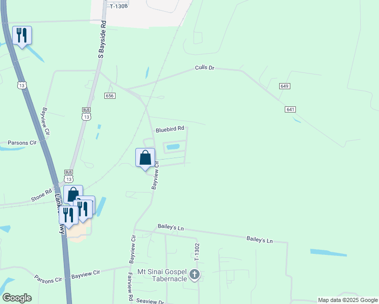 map of restaurants, bars, coffee shops, grocery stores, and more near 22342 Woodcock Circle in Cape Charles