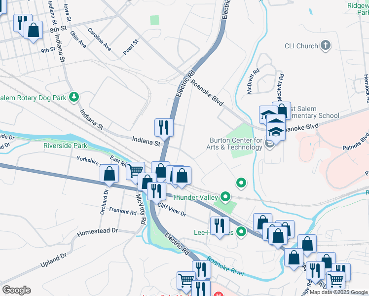 map of restaurants, bars, coffee shops, grocery stores, and more near 1144 Highland Road in Salem