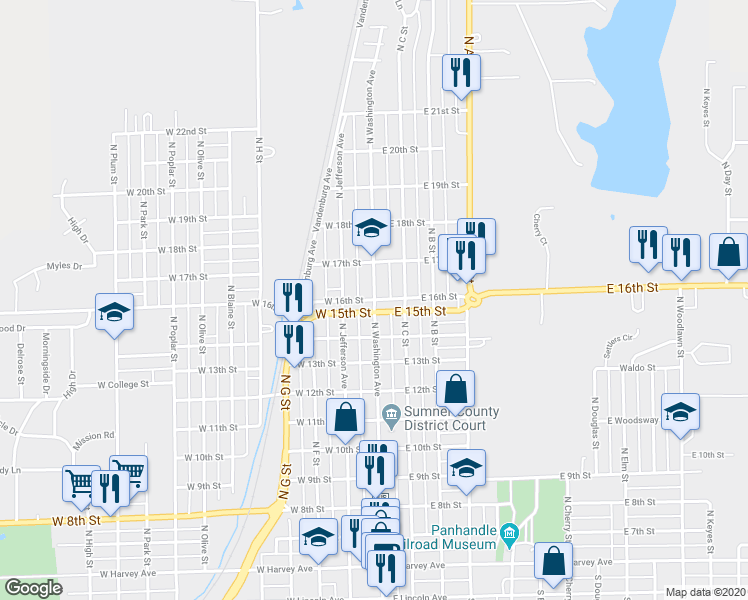map of restaurants, bars, coffee shops, grocery stores, and more near 100 West 16th Street in Wellington