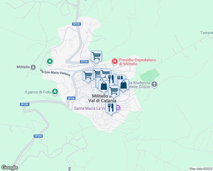 map of restaurants, bars, coffee shops, grocery stores, and more near 2 Via Guglielmo Marconi in Militello In Val di Catania