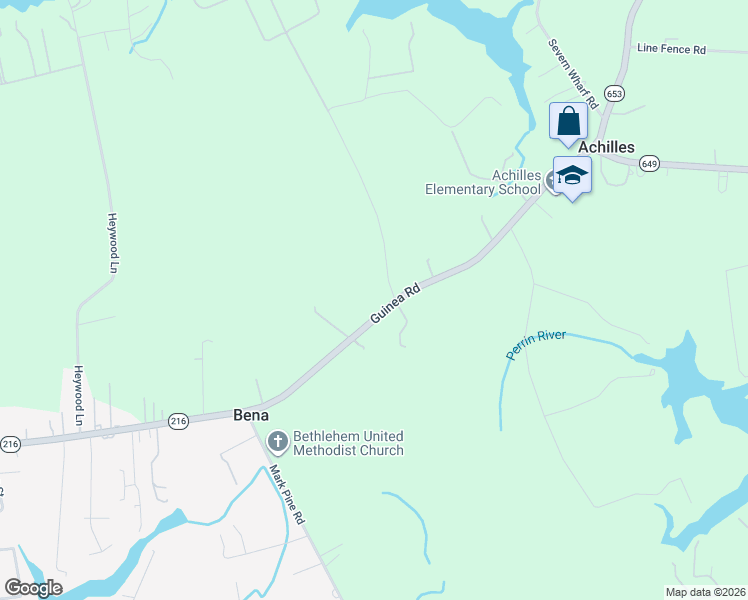 map of restaurants, bars, coffee shops, grocery stores, and more near 8723-8811 Guinea Road in Gloucester
