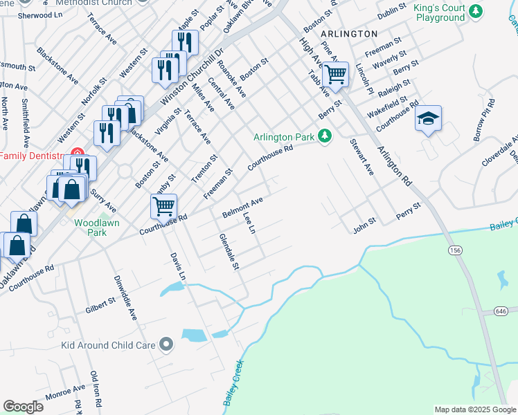 map of restaurants, bars, coffee shops, grocery stores, and more near 3012 Belmont Avenue in Hopewell