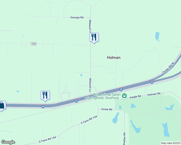 map of restaurants, bars, coffee shops, grocery stores, and more near 305 Midwest Lane in Strafford