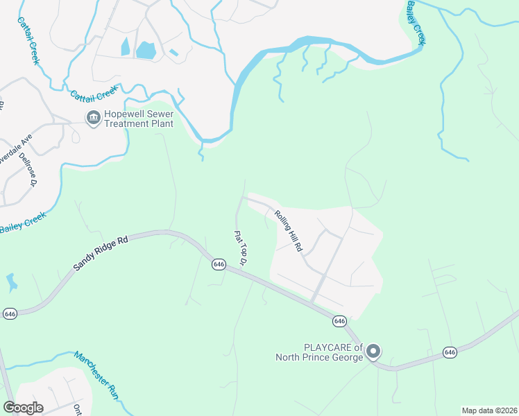 map of restaurants, bars, coffee shops, grocery stores, and more near 7548 Rolling Hill Road in Hopewell