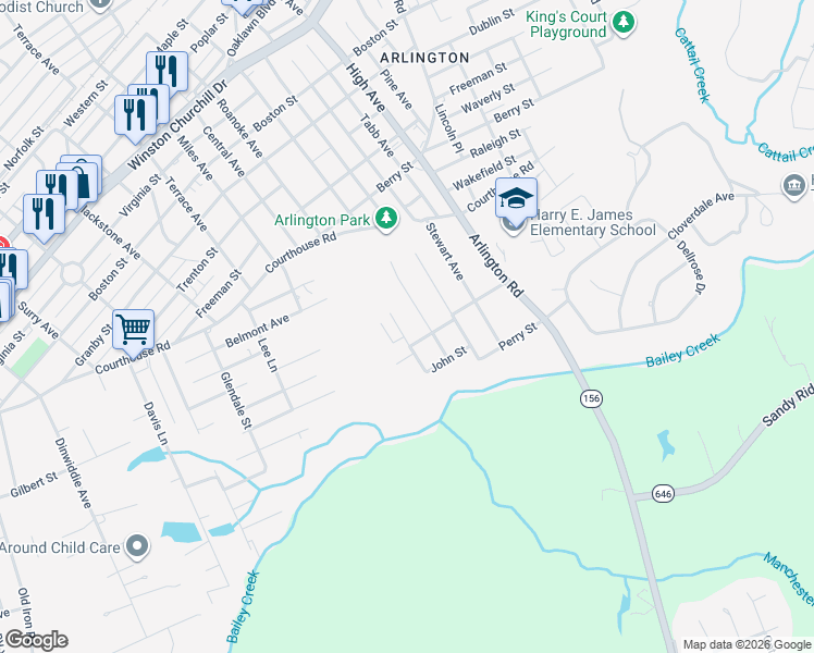 map of restaurants, bars, coffee shops, grocery stores, and more near 1907 Warren Avenue in Hopewell