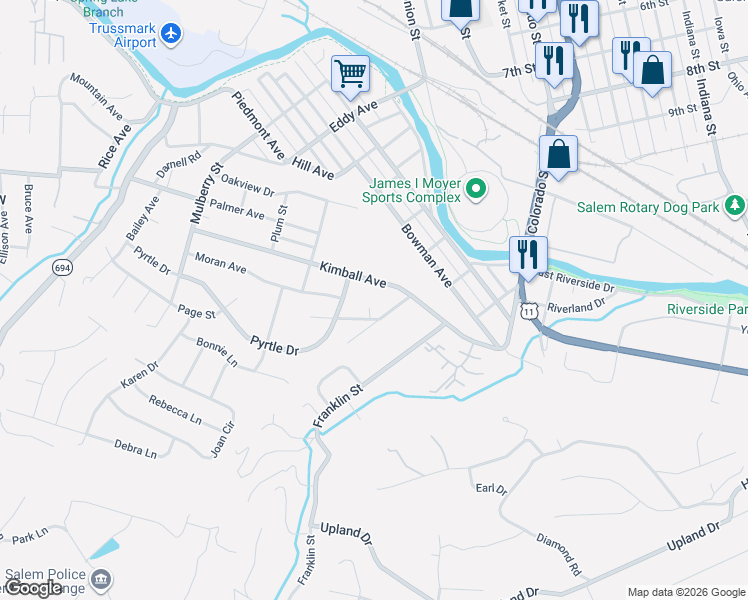 map of restaurants, bars, coffee shops, grocery stores, and more near 413 Decatur Circle in Salem
