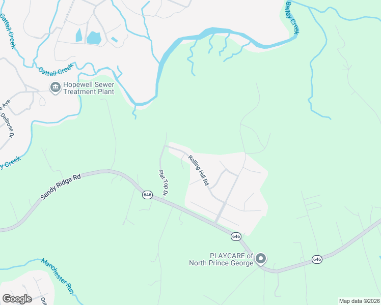 map of restaurants, bars, coffee shops, grocery stores, and more near 7548 Rolling Hill Road in Hopewell