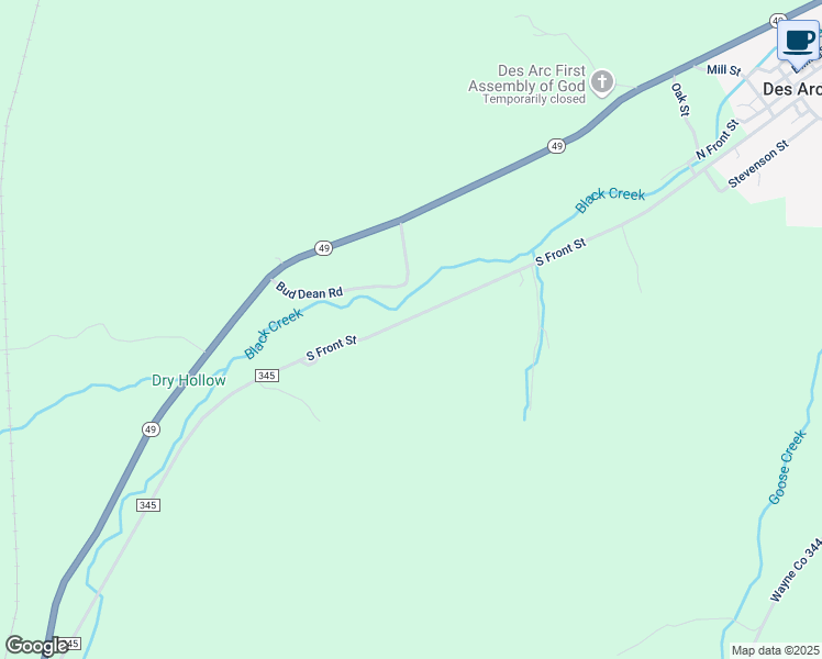map of restaurants, bars, coffee shops, grocery stores, and more near 170 County Road 156 in Des Arc