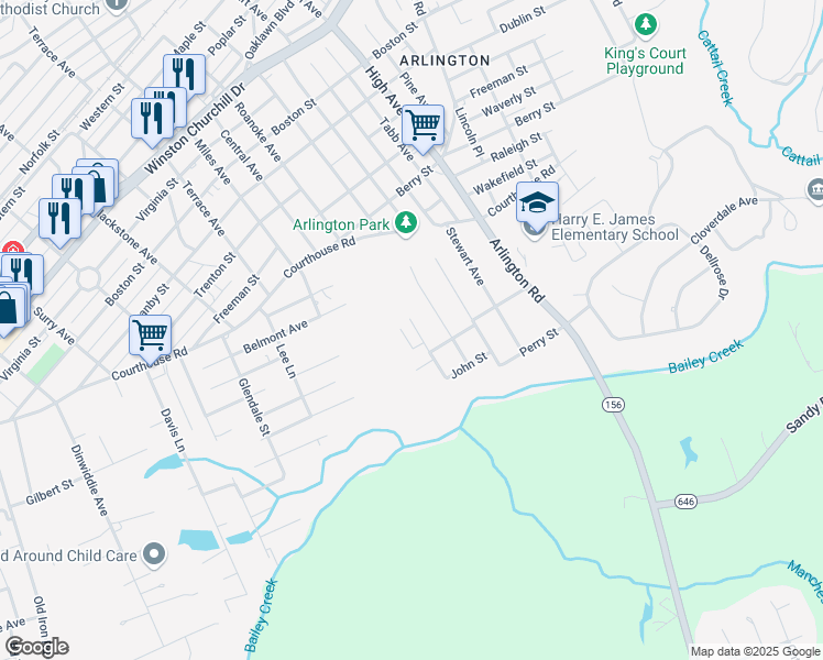 map of restaurants, bars, coffee shops, grocery stores, and more near 1900 Warren Avenue in Hopewell