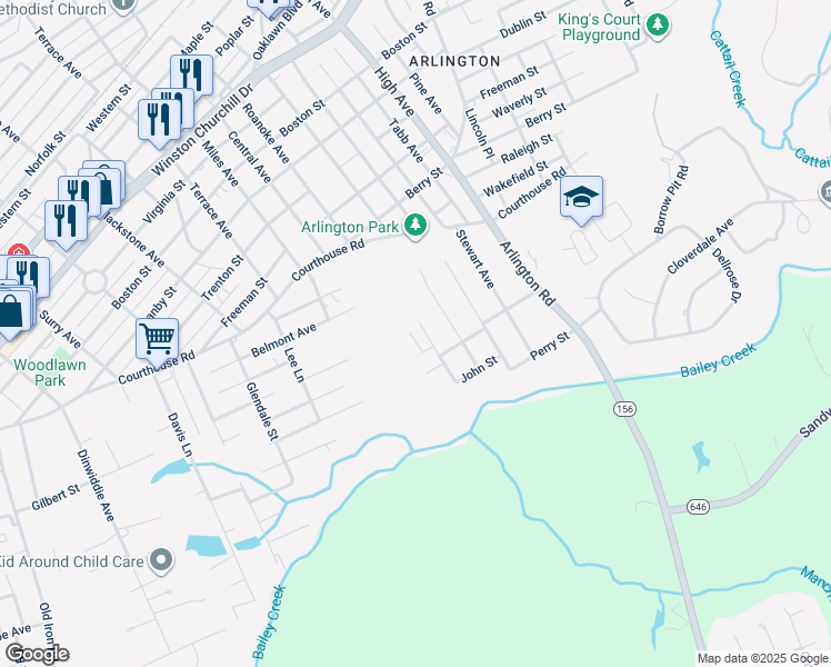 map of restaurants, bars, coffee shops, grocery stores, and more near 1900 Warren Avenue in Hopewell