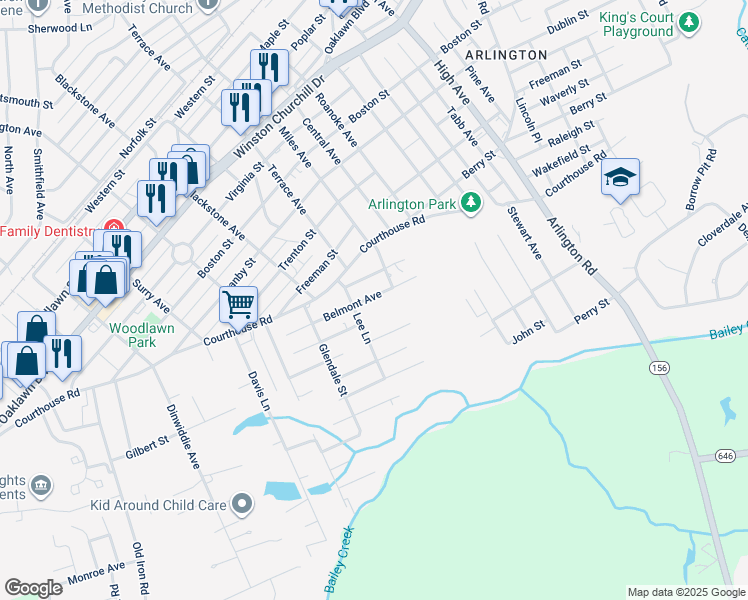 map of restaurants, bars, coffee shops, grocery stores, and more near 3012 Belmont Avenue in Hopewell