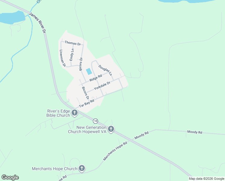 map of restaurants, bars, coffee shops, grocery stores, and more near 11508 Tar Bay Road in Hopewell