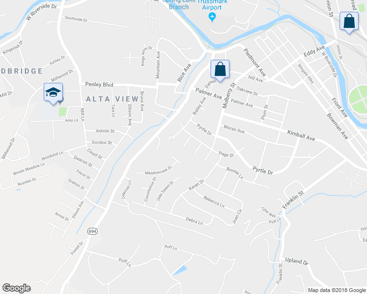 map of restaurants, bars, coffee shops, grocery stores, and more near 2240 Irish Circle in Salem