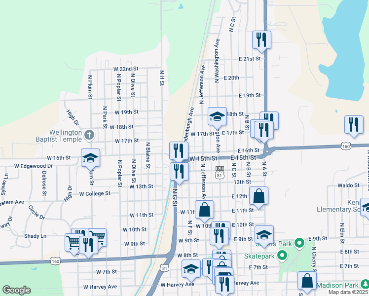 map of restaurants, bars, coffee shops, grocery stores, and more near 1059 Vandenburg Avenue in Wellington