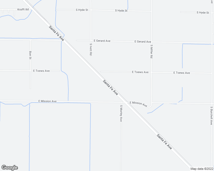 map of restaurants, bars, coffee shops, grocery stores, and more near 630 Santa Fe Avenue in Le Grand