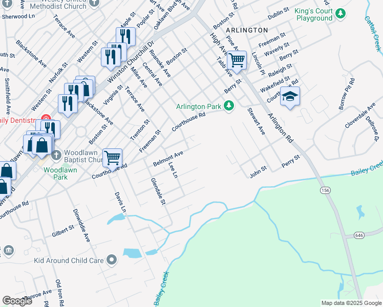 map of restaurants, bars, coffee shops, grocery stores, and more near 2918 Belmont Avenue in Hopewell
