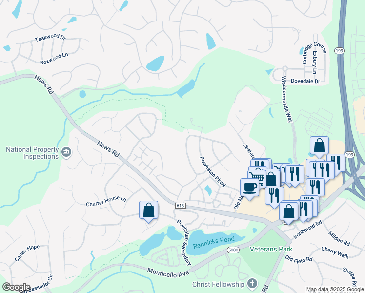 map of restaurants, bars, coffee shops, grocery stores, and more near 3939 W Providence Rd in Williamsburg