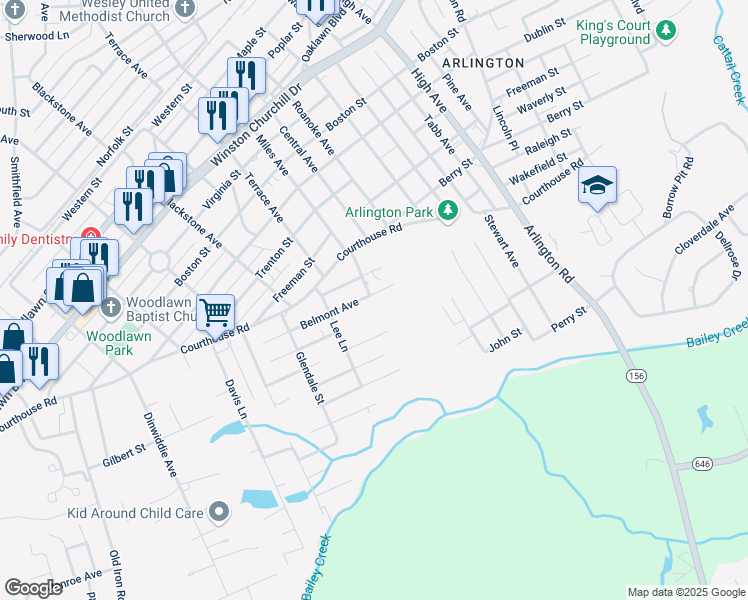 map of restaurants, bars, coffee shops, grocery stores, and more near 2918 Belmont Avenue in Hopewell