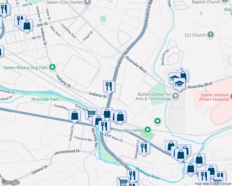 map of restaurants, bars, coffee shops, grocery stores, and more near 1138 Highland Road in Salem