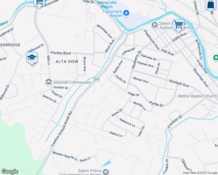 map of restaurants, bars, coffee shops, grocery stores, and more near 2223 Irish Circle in Salem