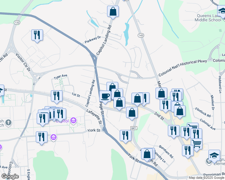 map of restaurants, bars, coffee shops, grocery stores, and more near 15 Grove Avenue in Williamsburg
