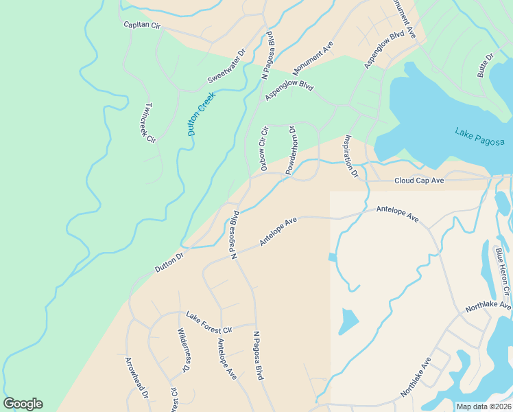 map of restaurants, bars, coffee shops, grocery stores, and more near 1042 Antelope Ave in Pagosa Springs