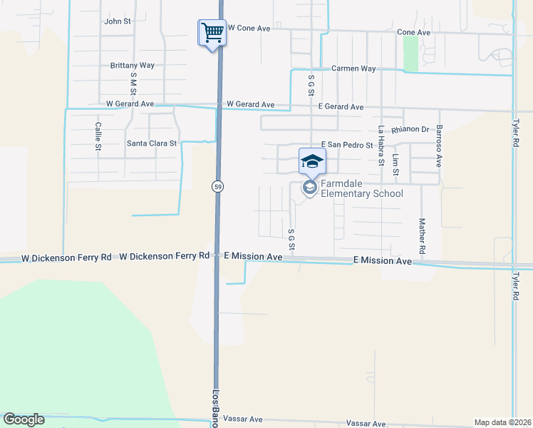 map of restaurants, bars, coffee shops, grocery stores, and more near 603 Cadiz Avenue in Merced