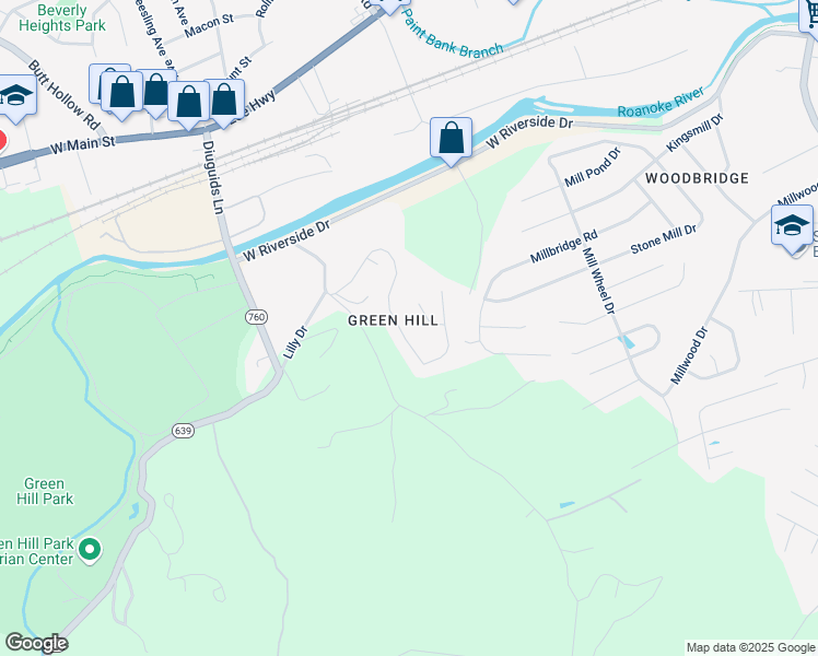 map of restaurants, bars, coffee shops, grocery stores, and more near 3057 Green Hill Drive in Salem