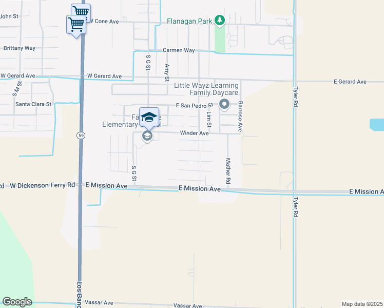 map of restaurants, bars, coffee shops, grocery stores, and more near 274 Zion Canyon Court in Merced