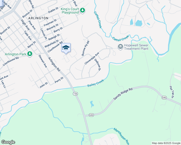 map of restaurants, bars, coffee shops, grocery stores, and more near 2118 Hazelwood Avenue in Hopewell