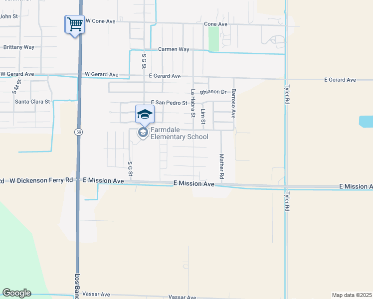 map of restaurants, bars, coffee shops, grocery stores, and more near 274 Zion Canyon Court in Merced