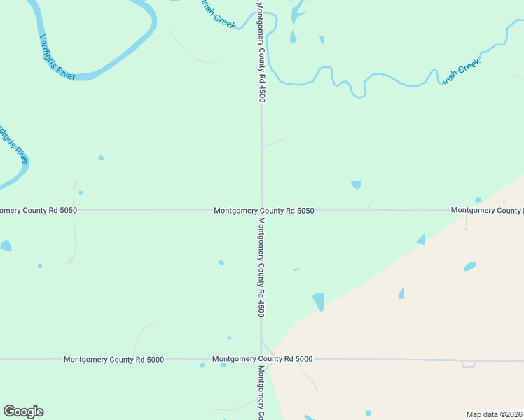 map of restaurants, bars, coffee shops, grocery stores, and more near County Road 5050 in Montgomery County
