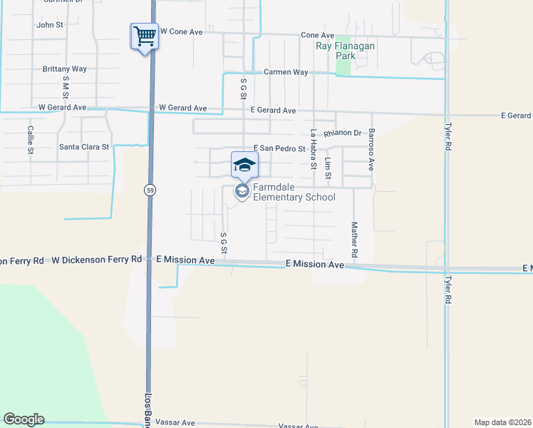 map of restaurants, bars, coffee shops, grocery stores, and more near 130 Sisco De Asis Ct in Merced