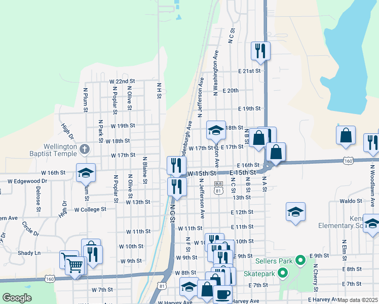 map of restaurants, bars, coffee shops, grocery stores, and more near 1059-1063 Vandenburg Avenue in Wellington