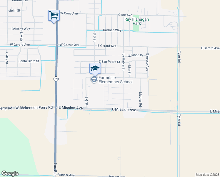 map of restaurants, bars, coffee shops, grocery stores, and more near 130 Sisco De Asis Ct in Merced