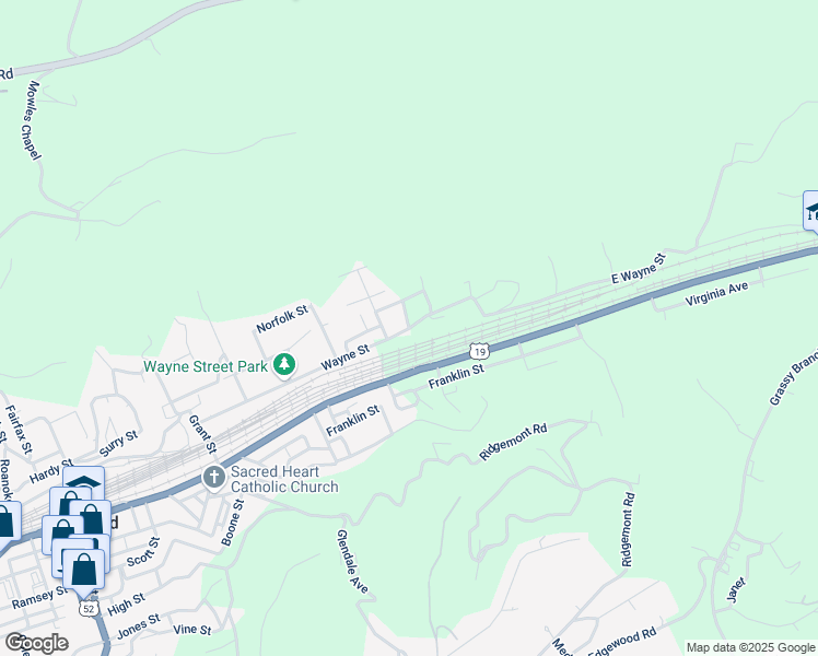 map of restaurants, bars, coffee shops, grocery stores, and more near 8 Booker St in Bluefield