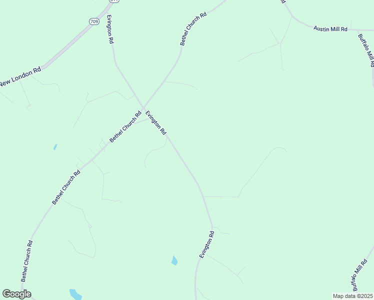 map of restaurants, bars, coffee shops, grocery stores, and more near 3501 Evington Road in Evington