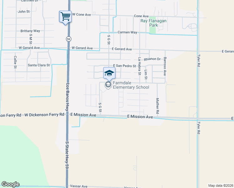 map of restaurants, bars, coffee shops, grocery stores, and more near 785 Stone Ridge West Avenue in Merced