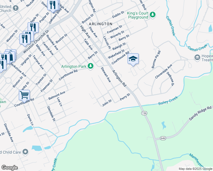 map of restaurants, bars, coffee shops, grocery stores, and more near 1903 Liberty Avenue in Hopewell