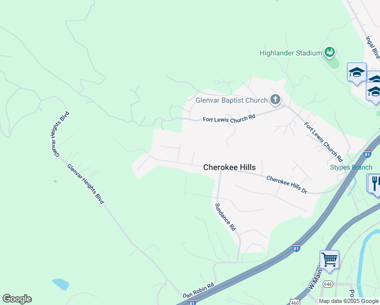map of restaurants, bars, coffee shops, grocery stores, and more near 5318 Canoe Circle in Salem