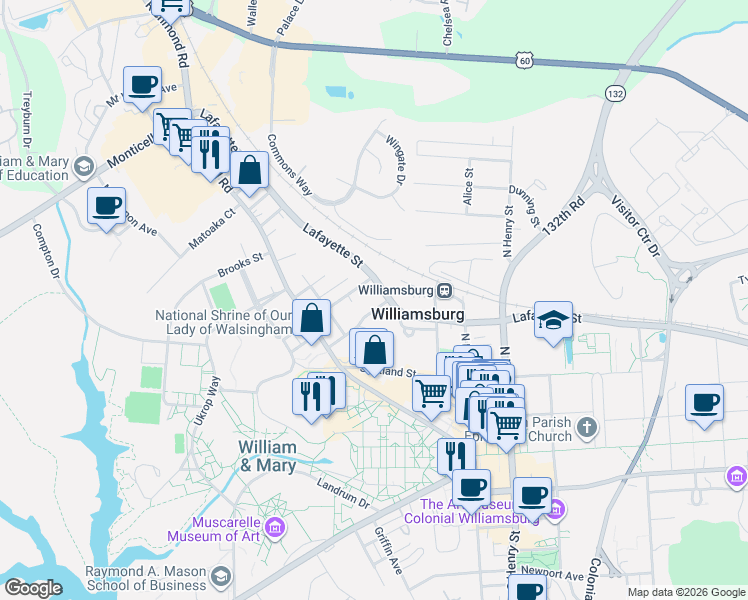 map of restaurants, bars, coffee shops, grocery stores, and more near 609 Lafayette St in Williamsburg