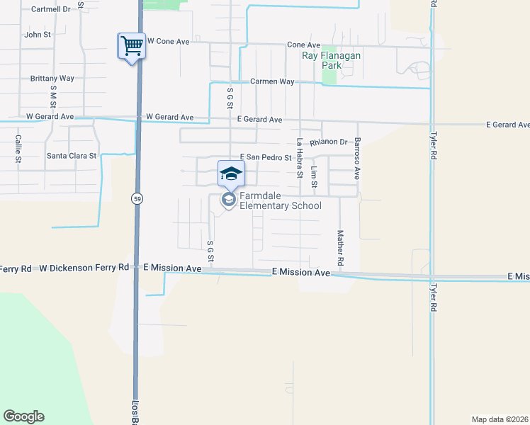map of restaurants, bars, coffee shops, grocery stores, and more near 130 Sisco De Asis Ct in Merced