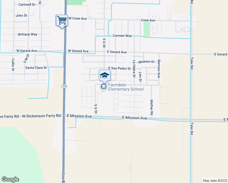 map of restaurants, bars, coffee shops, grocery stores, and more near 761 Stone Ridge West Avenue in Merced