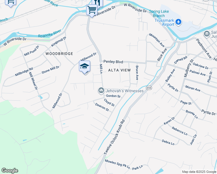 map of restaurants, bars, coffee shops, grocery stores, and more near 1461 Antrim Street in Salem