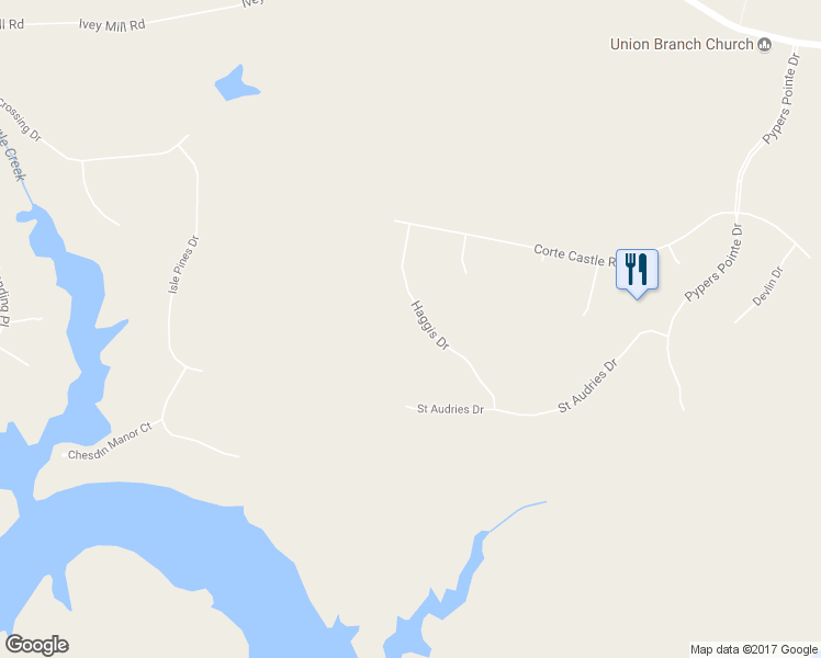 map of restaurants, bars, coffee shops, grocery stores, and more near 15724 Haggis Drive in Chesterfield
